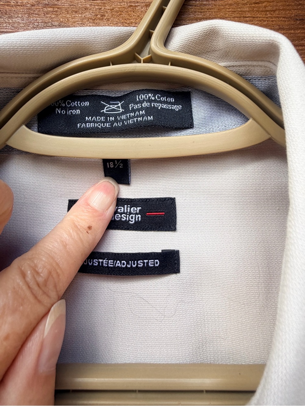 Men's Long-Sleeve Dress Shirt in Light Cream - Picture 3 of 6